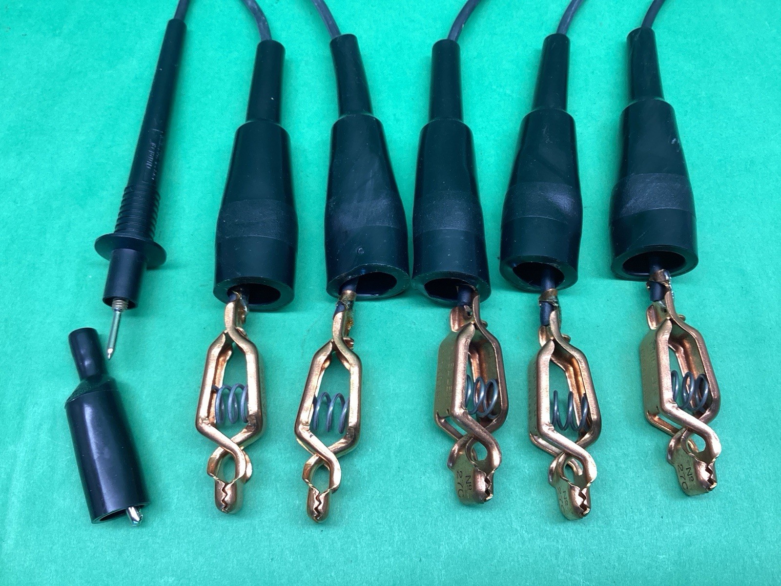 x3 Electronics Test Lead Black Set Mueller 27C Clamps Oldaker Probe NICE
