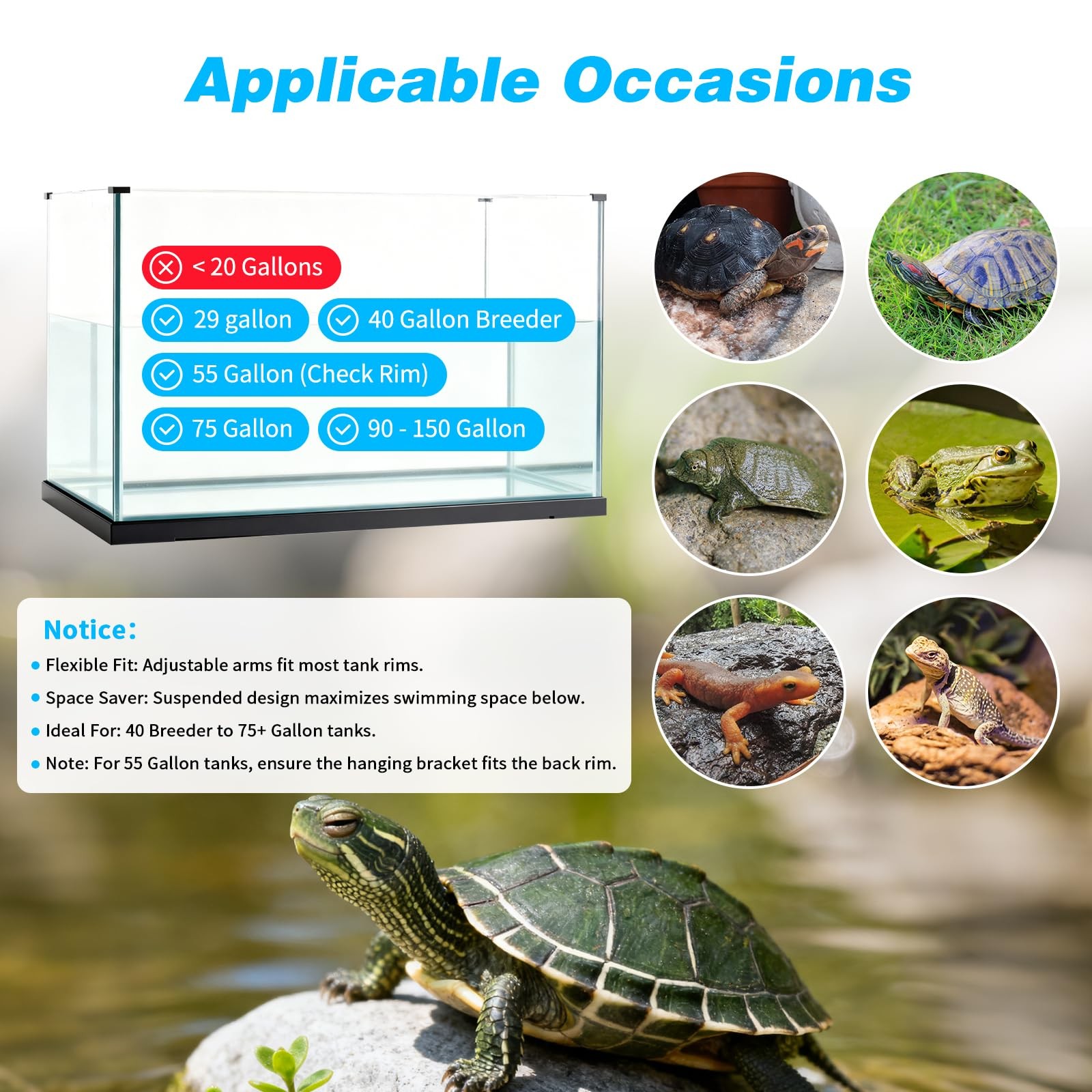 Extra Large Hanging Turtle Basking Platform 19 Inch Wider Dock Ramp Floating