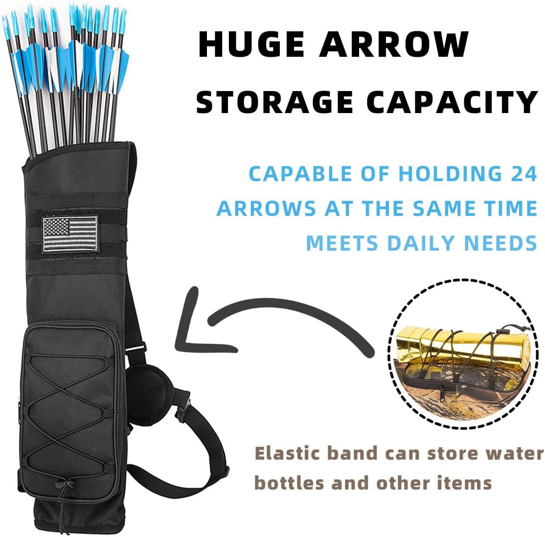 Archery Quiver for Arrows Multi-Function Back with Molle System Tactical Arrow H