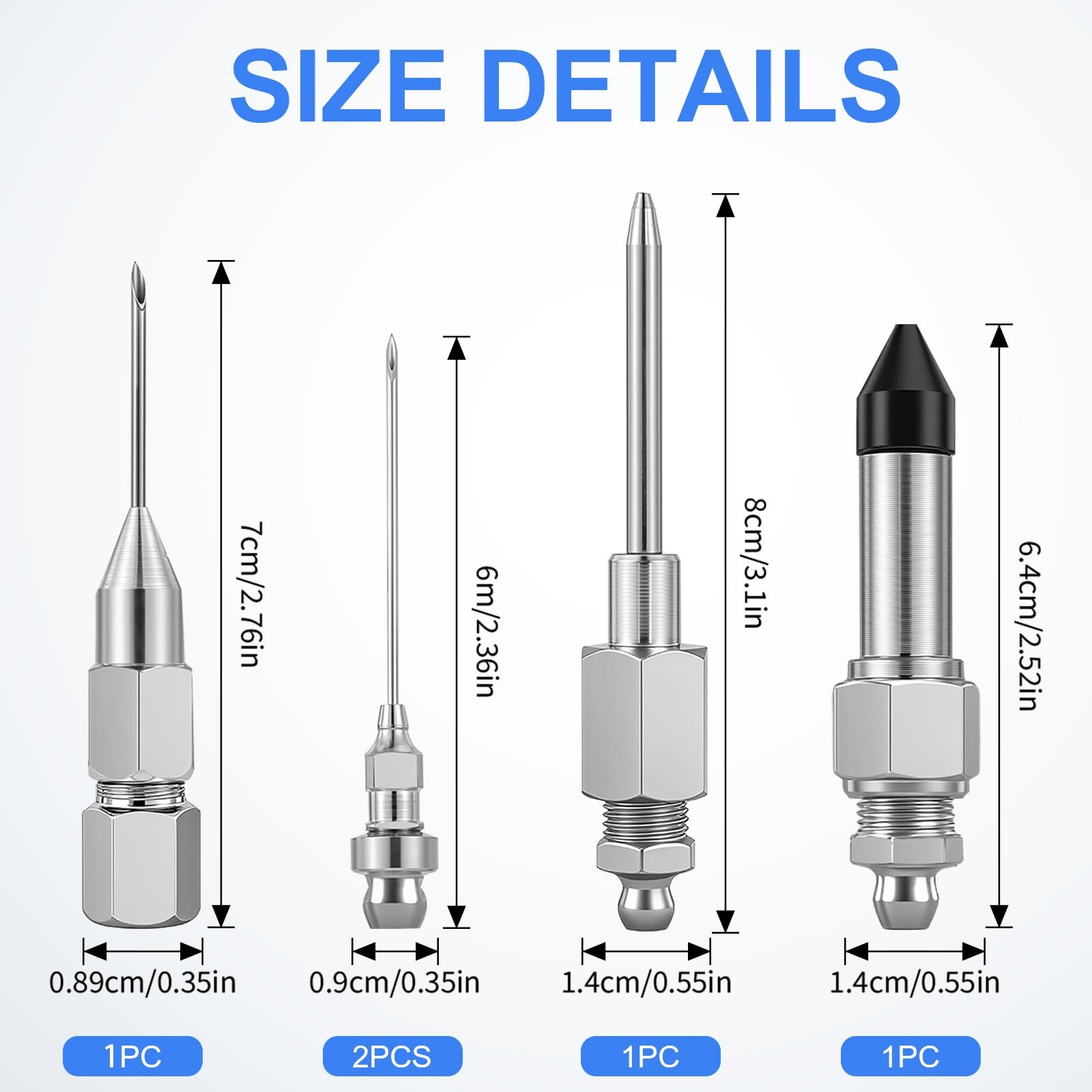 5PCS Grease Gun Needle Tips Accessories Kit, 1 Grease Needle Dispenser, 1 Rub...