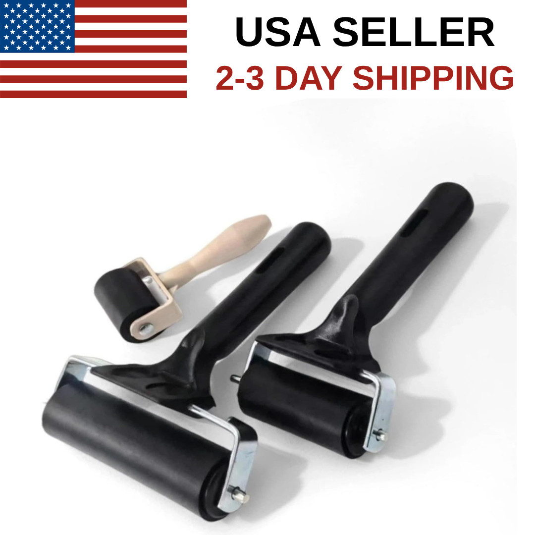 3 Pack Rubber Brayer Rollers for Printmaking Ink Paint Craft Stamping Set
