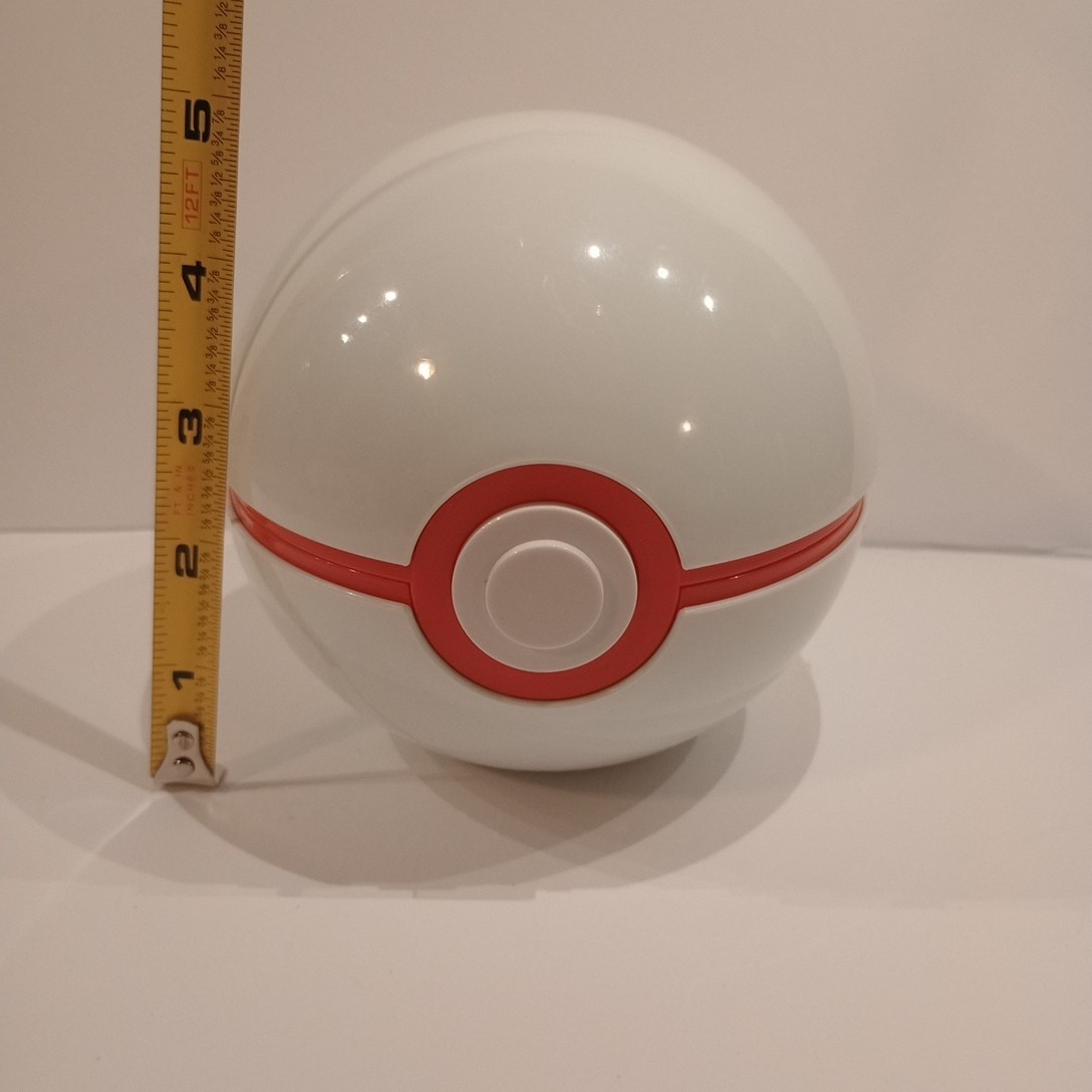 Pokemon Plastic Premier 5" Ball, Red + White Pokeball Storage Card Case, Empty