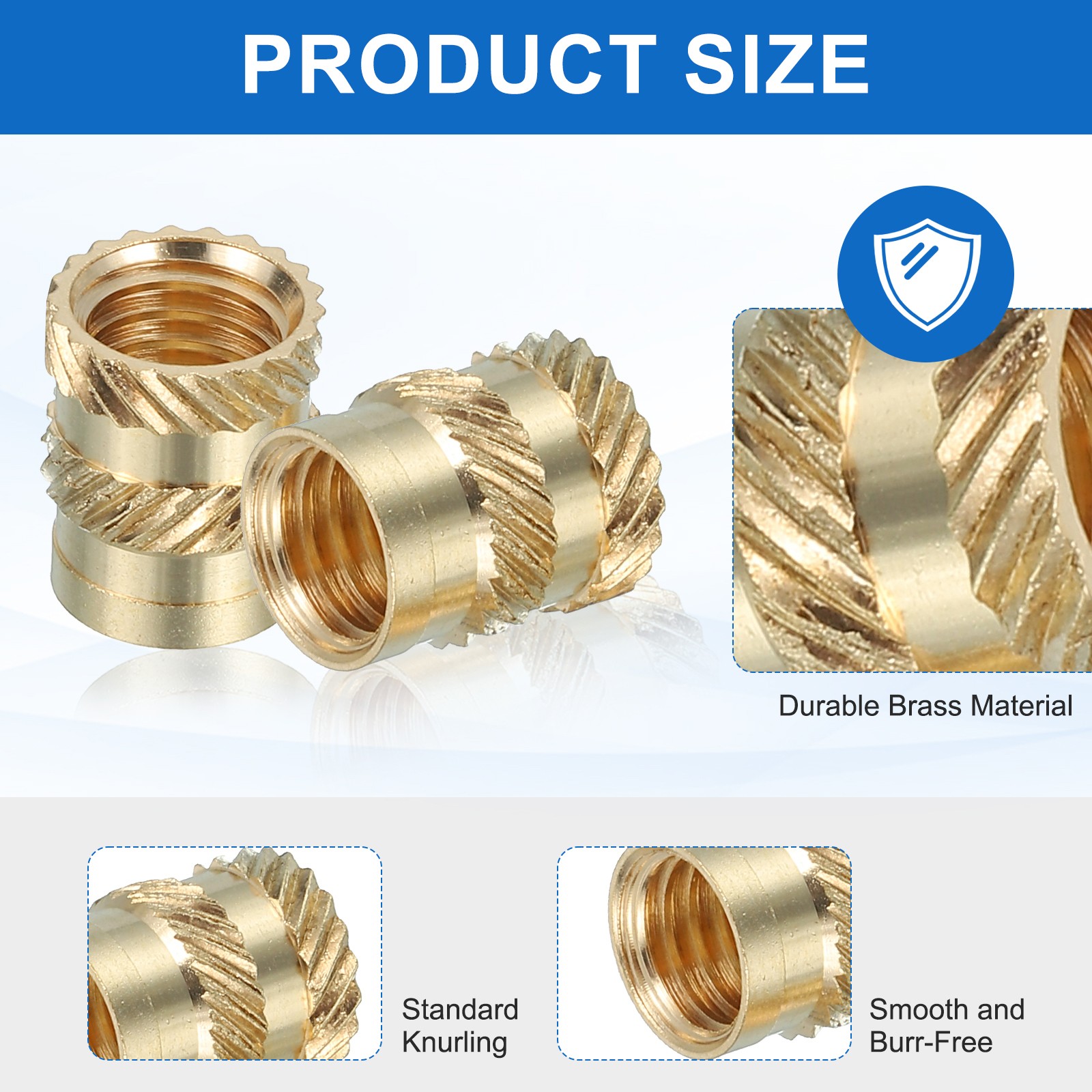 66 Pcs Threaded Inserts, M1 Brass Heat Set Insert for Plastic, M1x2x2mm