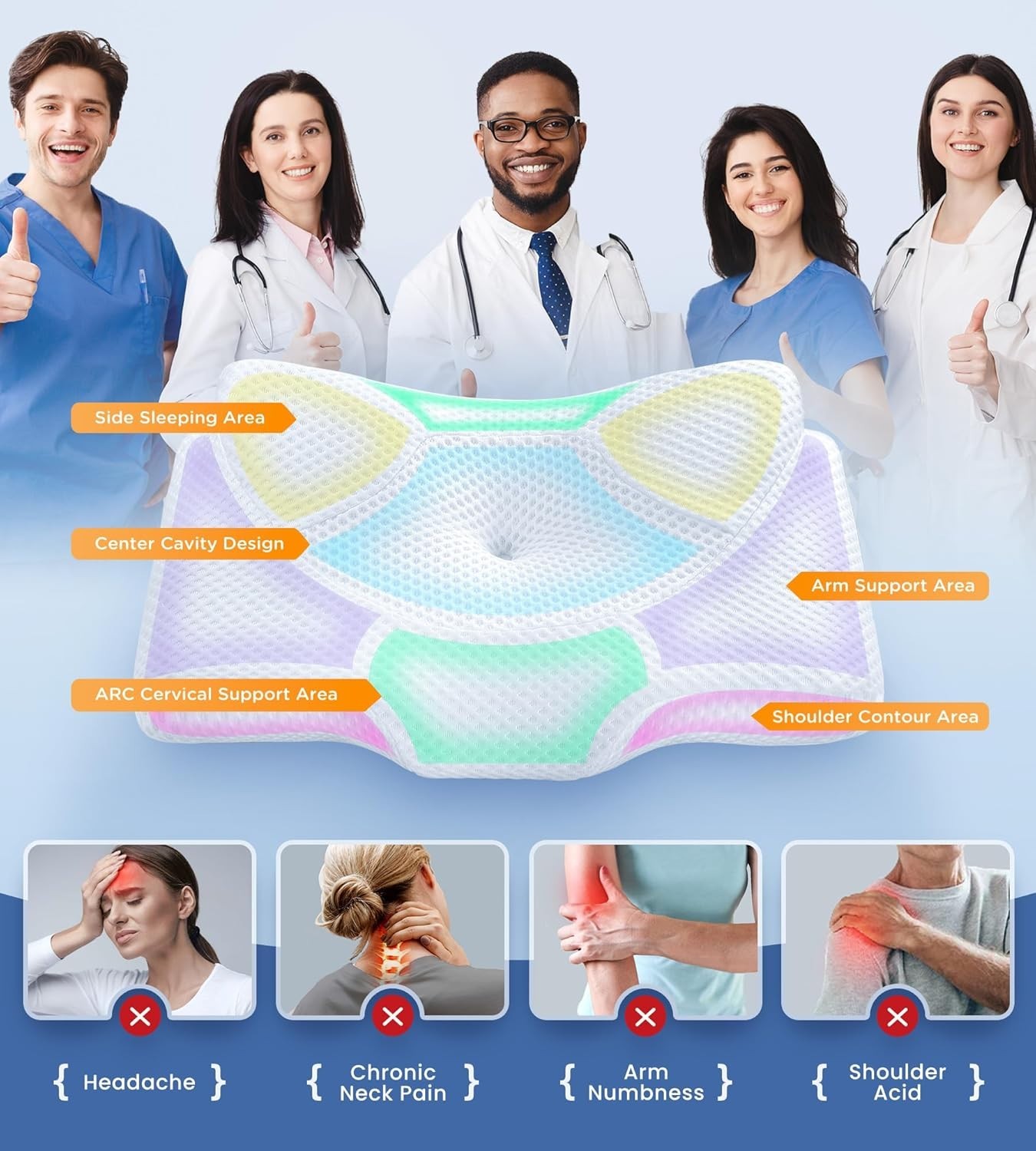 Adjustable Cervical Pillow for Side Back Sleepers