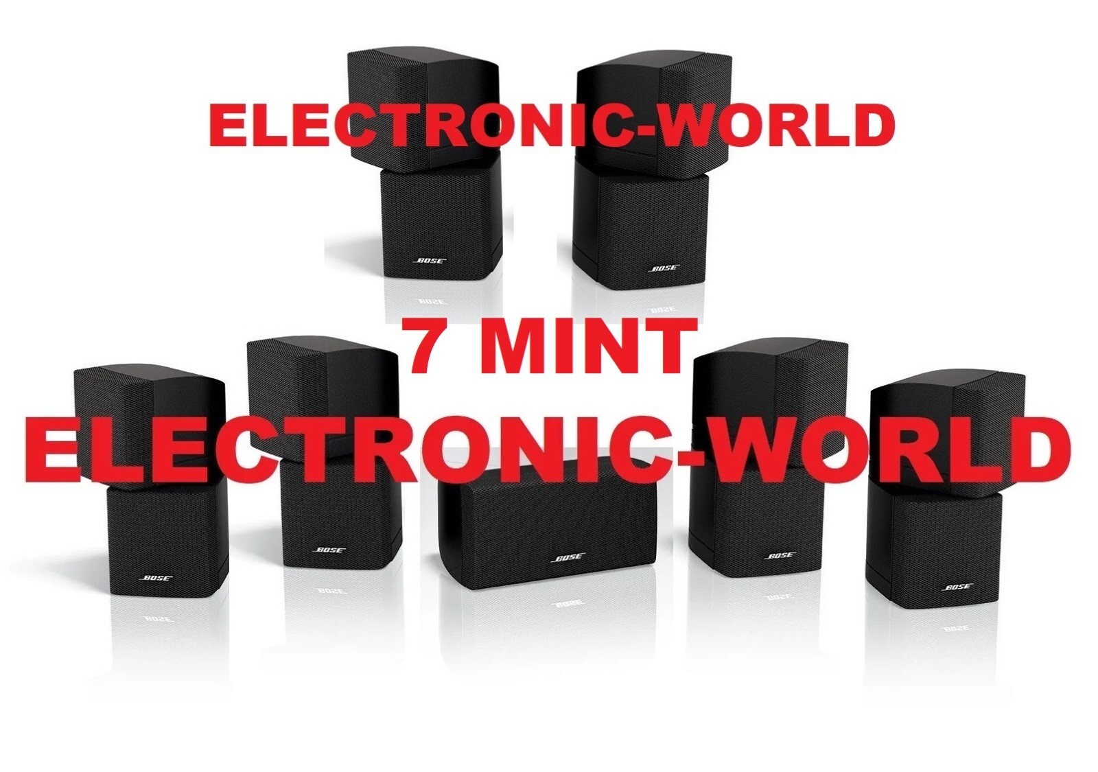 7 MINT Bose 6 Black Double Cubes & 1 Center 7.1 Speakers & Bose Wall Brackets