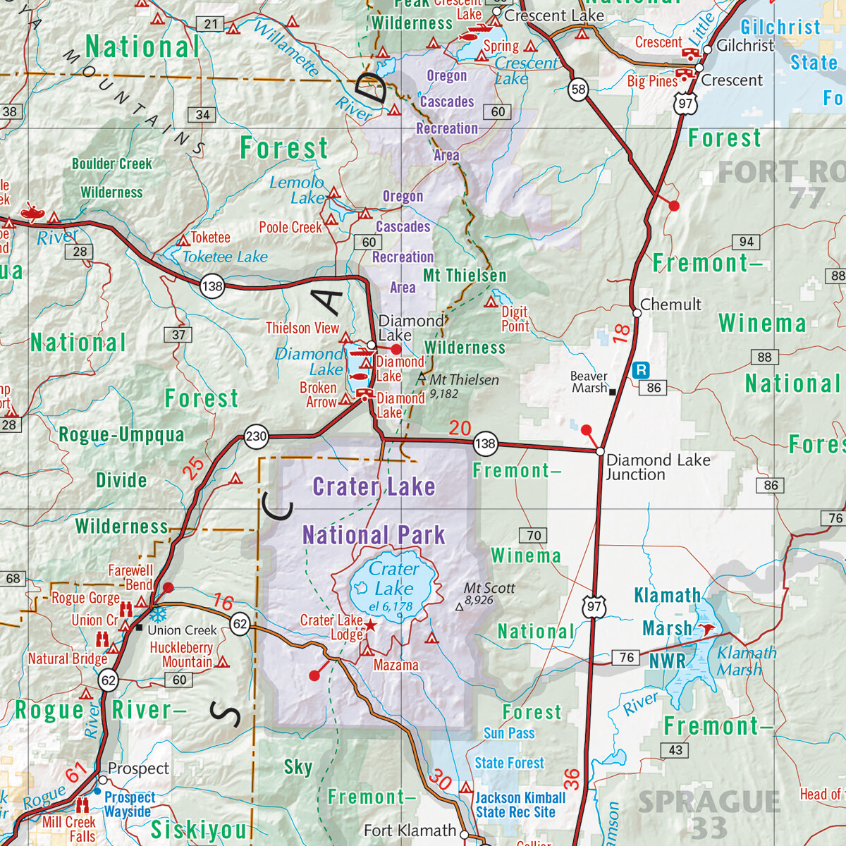 Oregon Recreation Map, by Benchmark Map (folded)
