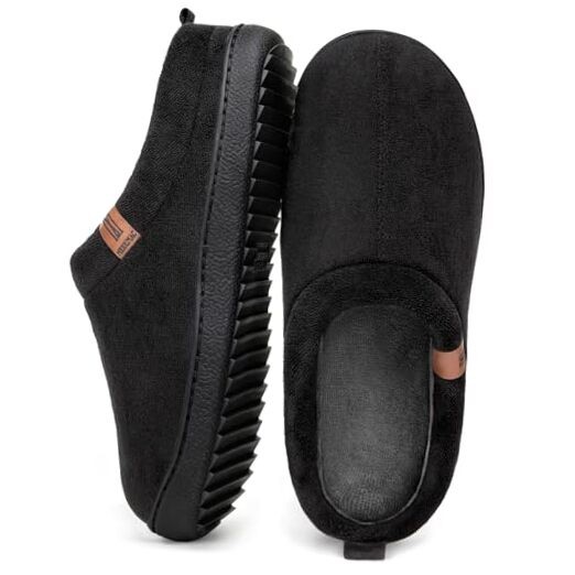 Men's Slip on Slippers Comfy Memory Foam Non Slip Indoor 10-11 Carbon Black