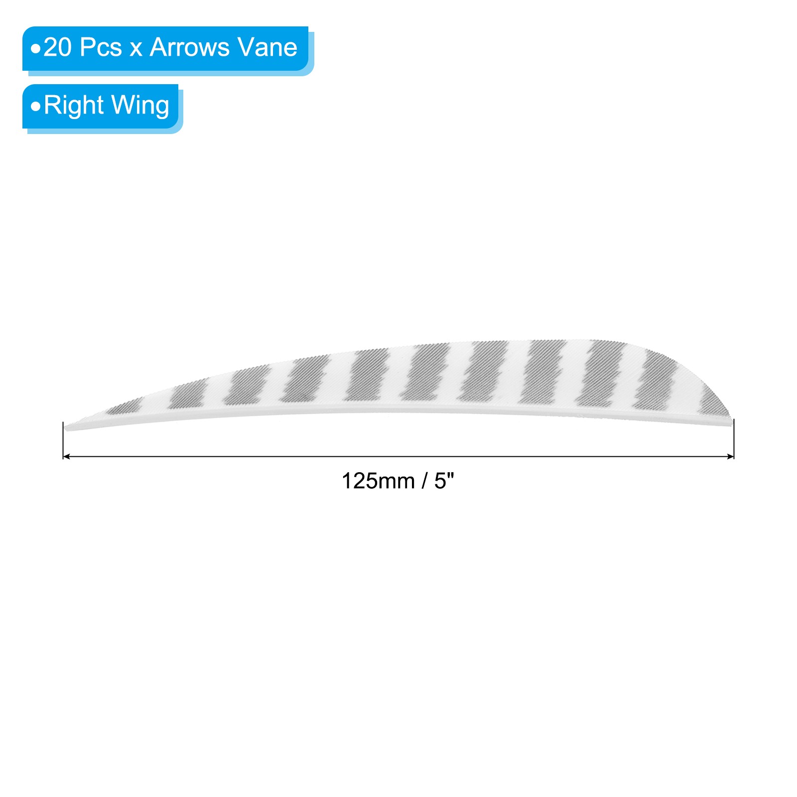 Arrows Vanes 20 Pack 5 Inch Arrow Feather Right Wing, White