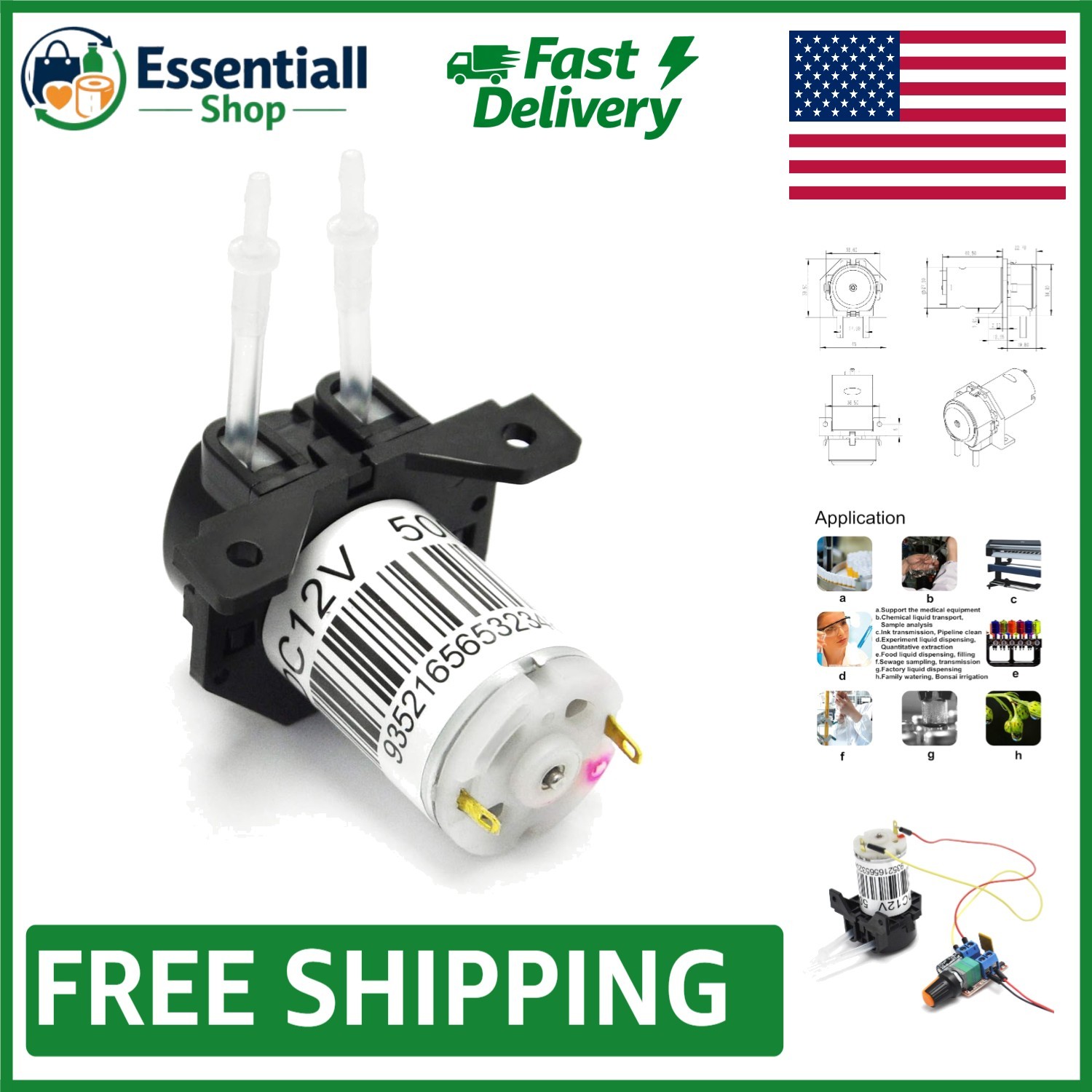 Submersible 12V Dosing Pump - Efficient Liquid Dispensing for Labs & Aquariums