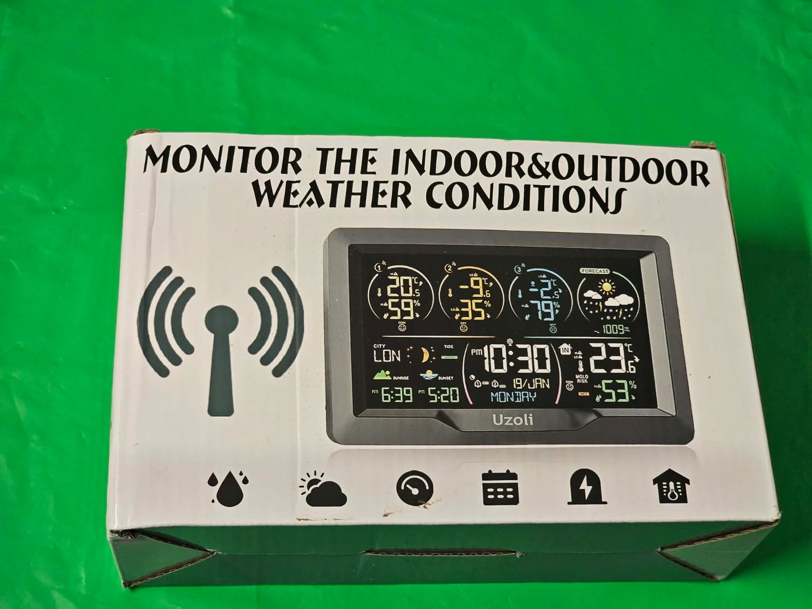 Uzoli EM3390 7.5" Weather Station, Weather Station Wireless Indoor Outdoor New