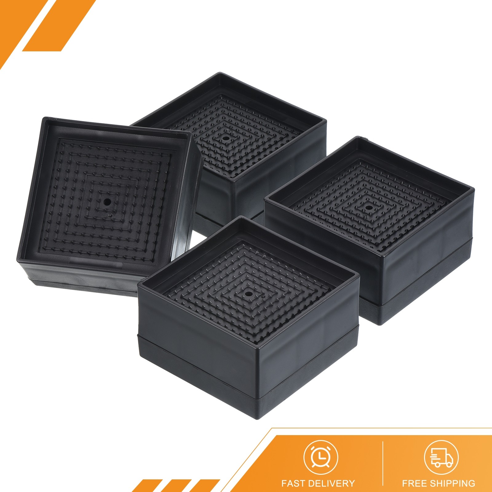 4Pack Bed Risers 1.5" Furniture Risers Square Adjustable Couch Riser Black