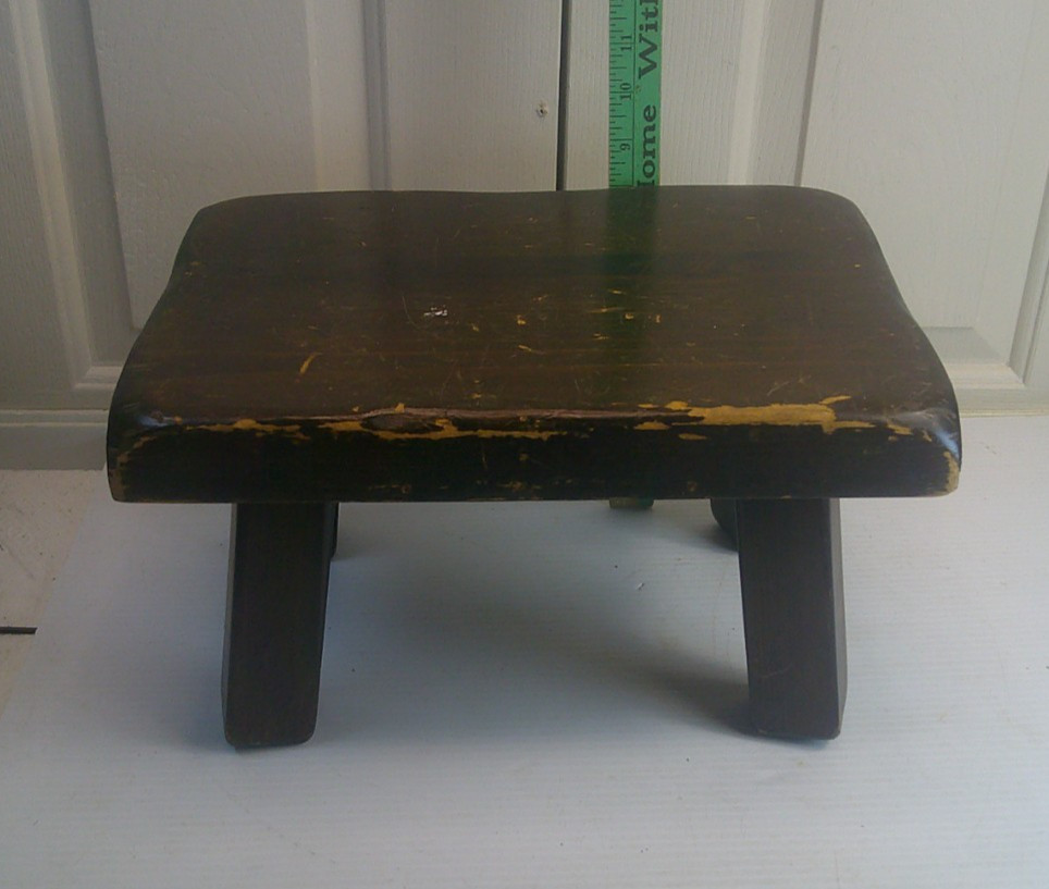 Retro small Foot Stool wood Mid Century