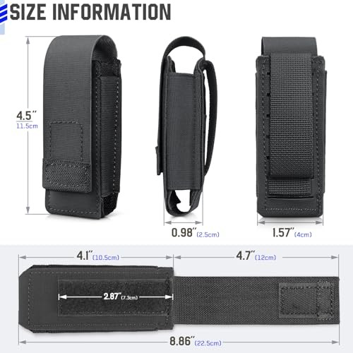 OC Pepper Spray Holster Pouch, Small MOLLE Flashlight Holder Tactical Black