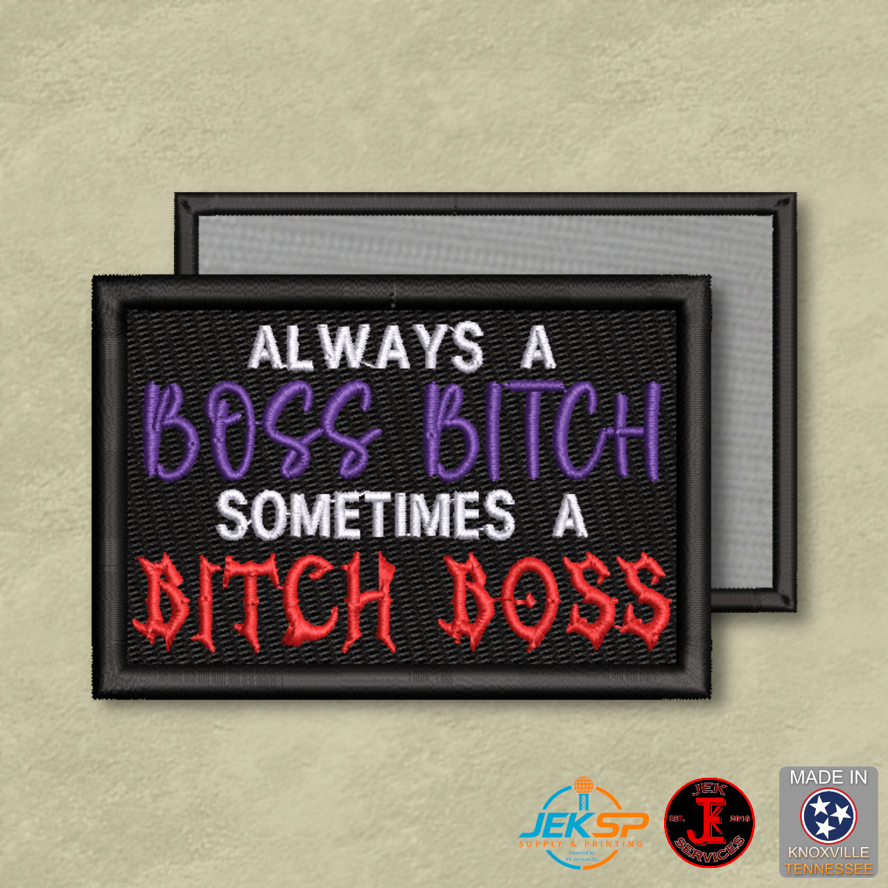Boss B*tch - B*tch Boss Funny Morale Patch, 2x3" | VELCRO® Brand Hook Fastener