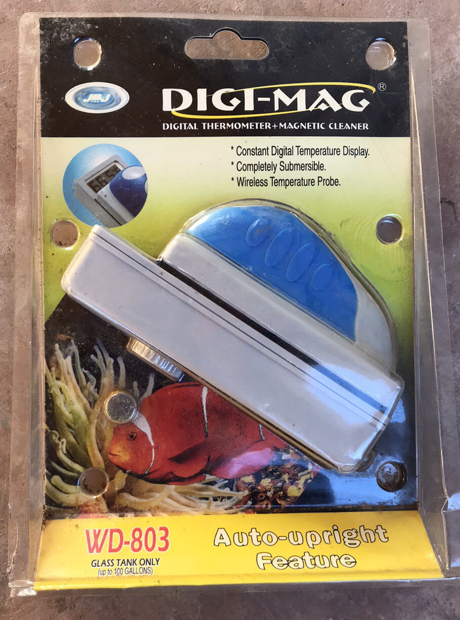 Digi-Mag Magnet Aquarium Glass Cleaner + Digital Thermometer - Up To 100 Gallons