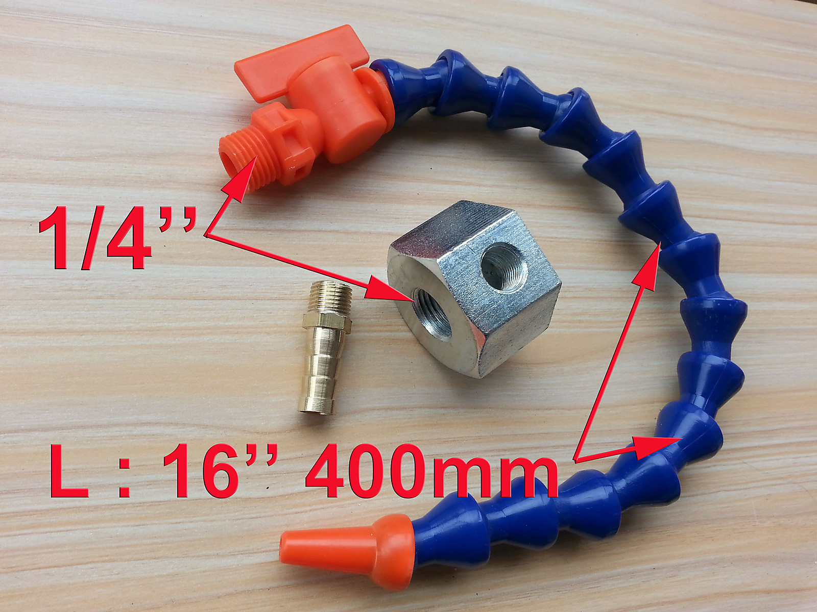1/4" Single Hole Magnetic Base 16'' 400mm Length Valve Coolant Hose for Milling