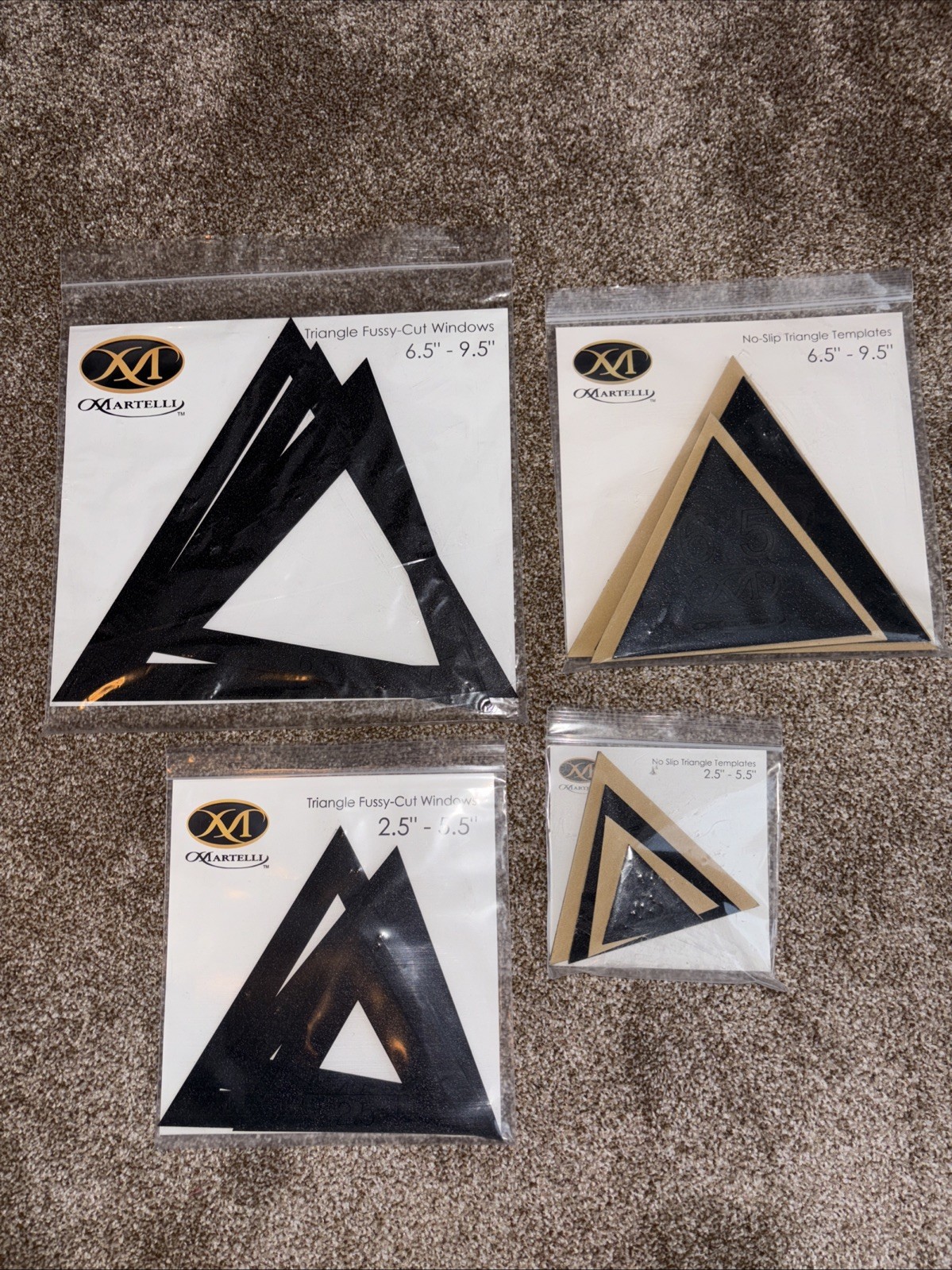 Martelli Fussy Cut TRIANGLE  Templates LOT of4 New in package