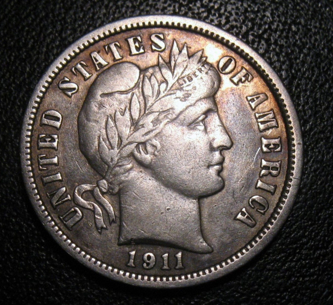 OLD US COINS 1911 BARBER SILVER DIME  HIGHGRADE