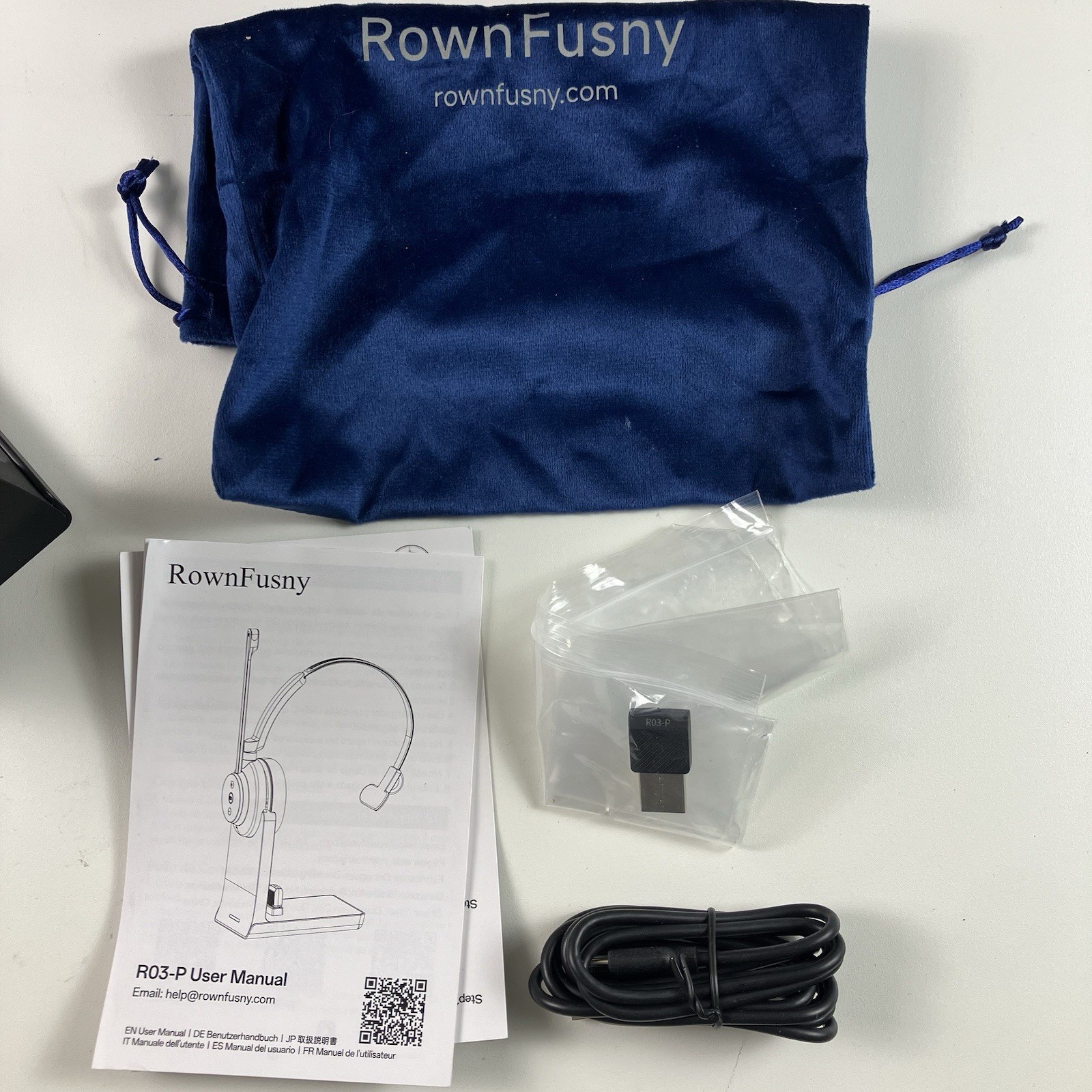 Rownfusny Bluetooth Headsets Wireless w Mic for Work Noise Reduction