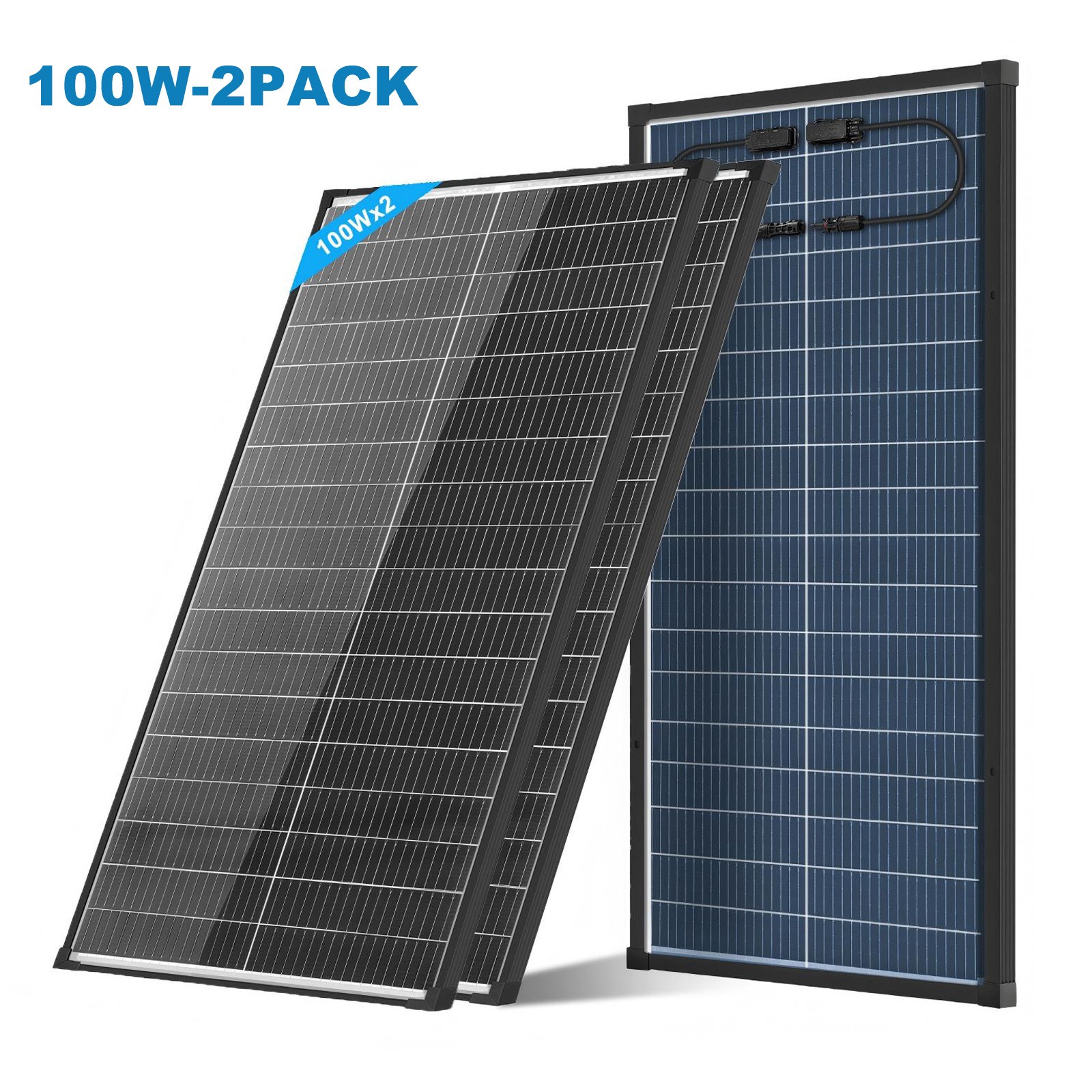 AeternaSol 2Pack 100W Bifacial Solar Panel 200W N-Type Mono PV RV Home Off-Grid