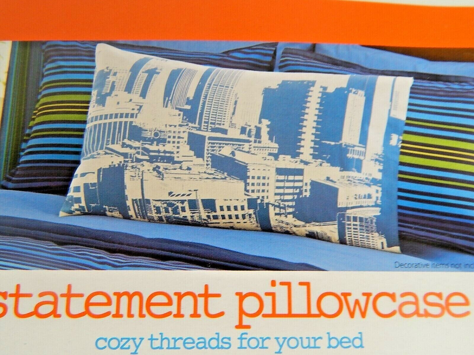 Your Zone Statement Standard Pillowcase Lot Of 2 Pillowcases Blue Cityscape