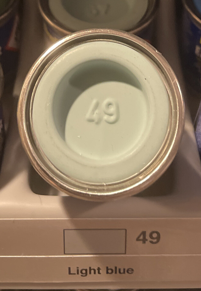Revell Color enamel paint # 32149, Matt Light Blue.