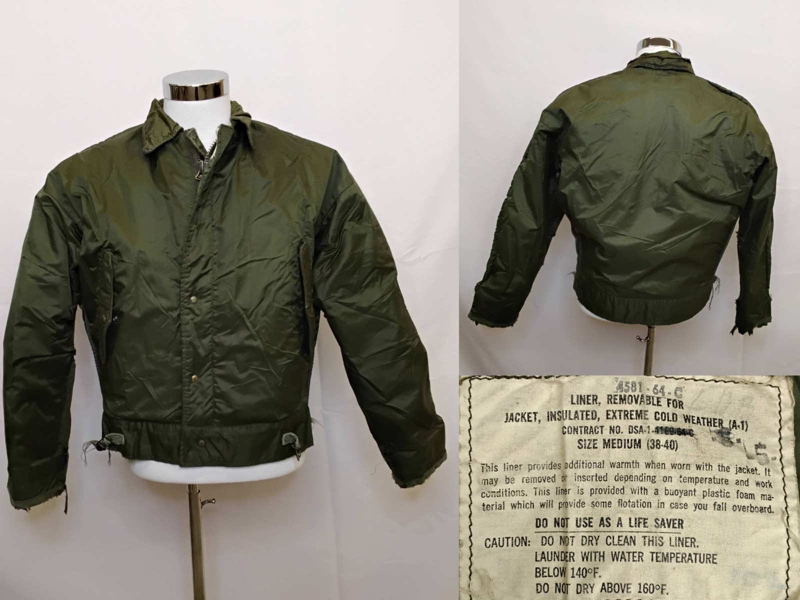 US Military A-1 Extreme Cold Weather Jacket Sz Medium Green Vintage 1969 #J5143