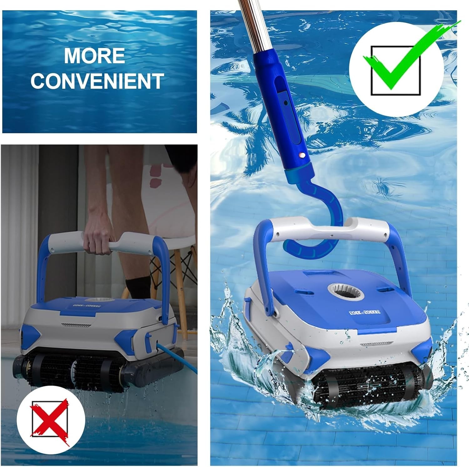 Blue Hook for All Robotic Pool Cleaners - Effortless Retrieval and Compatibility