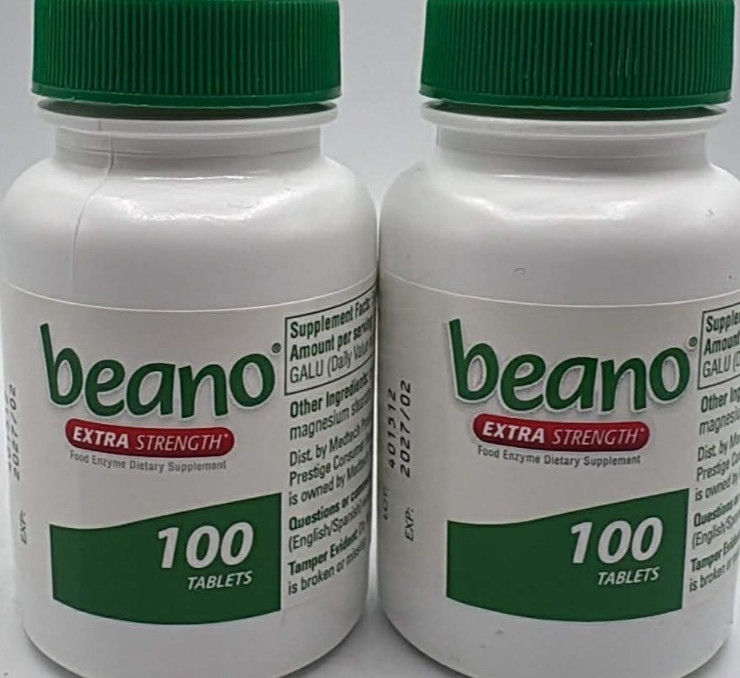 2PK Beano Extra Strength Food Enzyme Supplement ~ 100 Tablets EACH ~ EXP 8/26