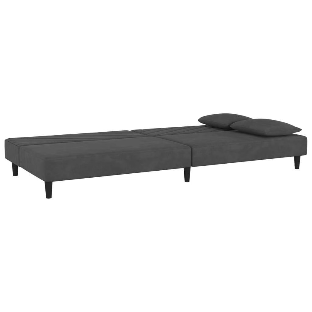Sofa Bed Dark Gray Velvet (100% polyester), wood, plastic 2-Seater