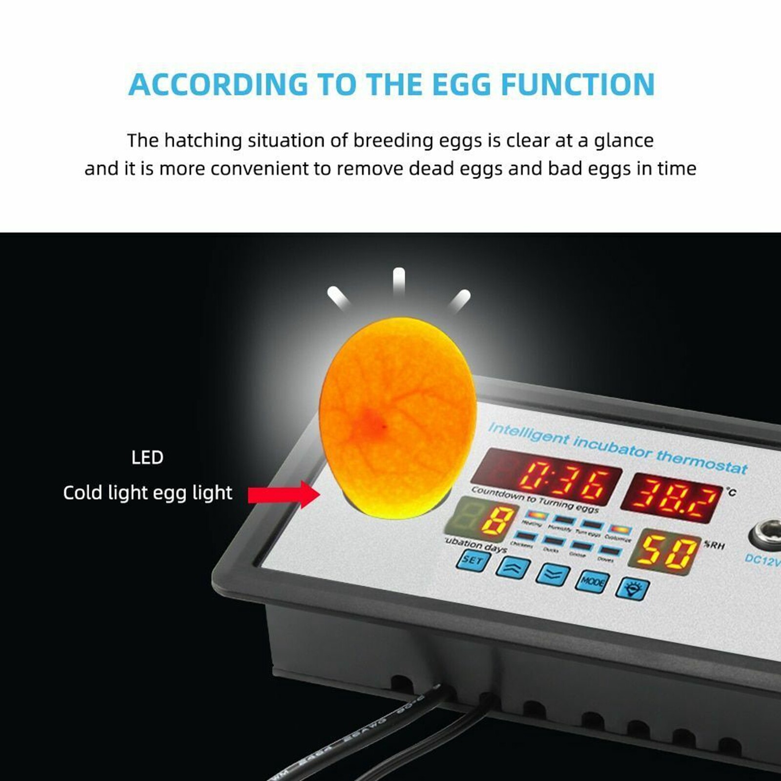 Thermostat Digital Temperature Humidity Automatic Egg Turning Control Incubator