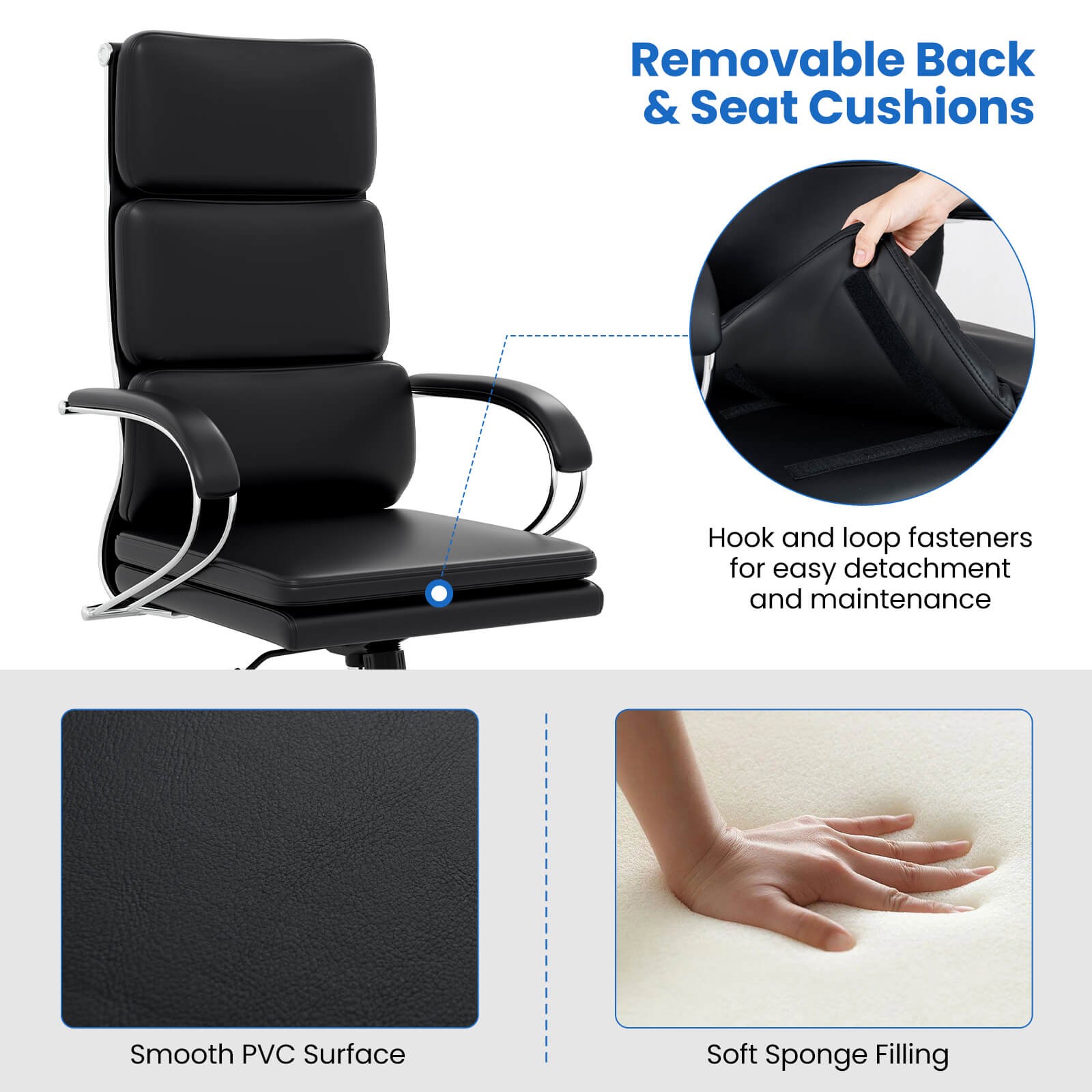Ergonomic Leather Office Chair Executive Chair w/ Adjustable Lumbar Support