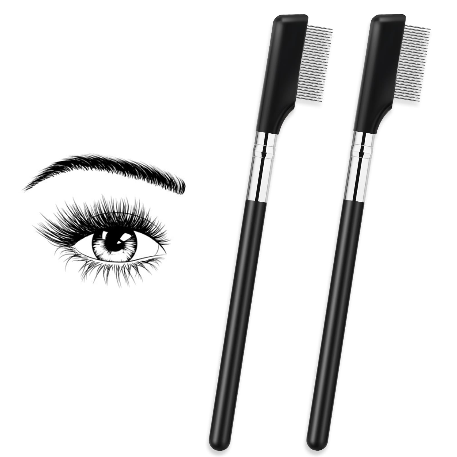 Metal Eyelash Comb Separator, 2 Pack Eyebrow Brush Eye Brow Grooming Tool Pro...