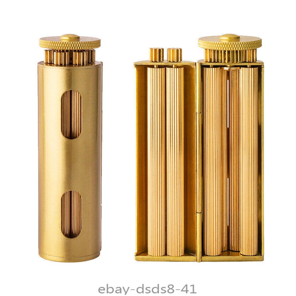 Cylindrical Solid Brass Vintage Manual Cigarette Rolling Machine Fit 70-75MM