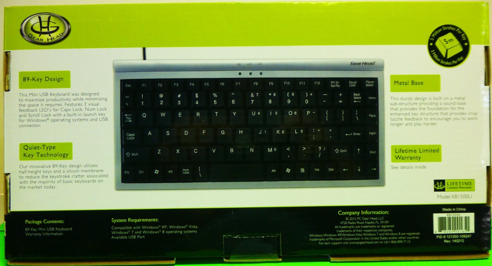Gear Head 89 Key Mini Keyboard...USB Connector