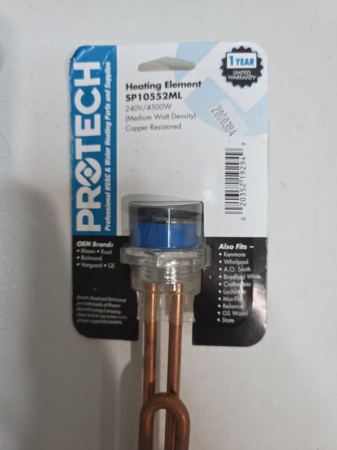 Protech (Rheem) LWD Element, Copper, 240V, 4000W (Inv12294)
