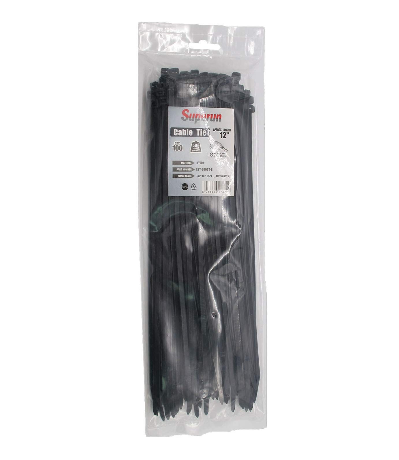 100 PCS 12 Inch Black Heavy Duty Zip Ties 50 Lbs Self Locking Cable Wire Ties
