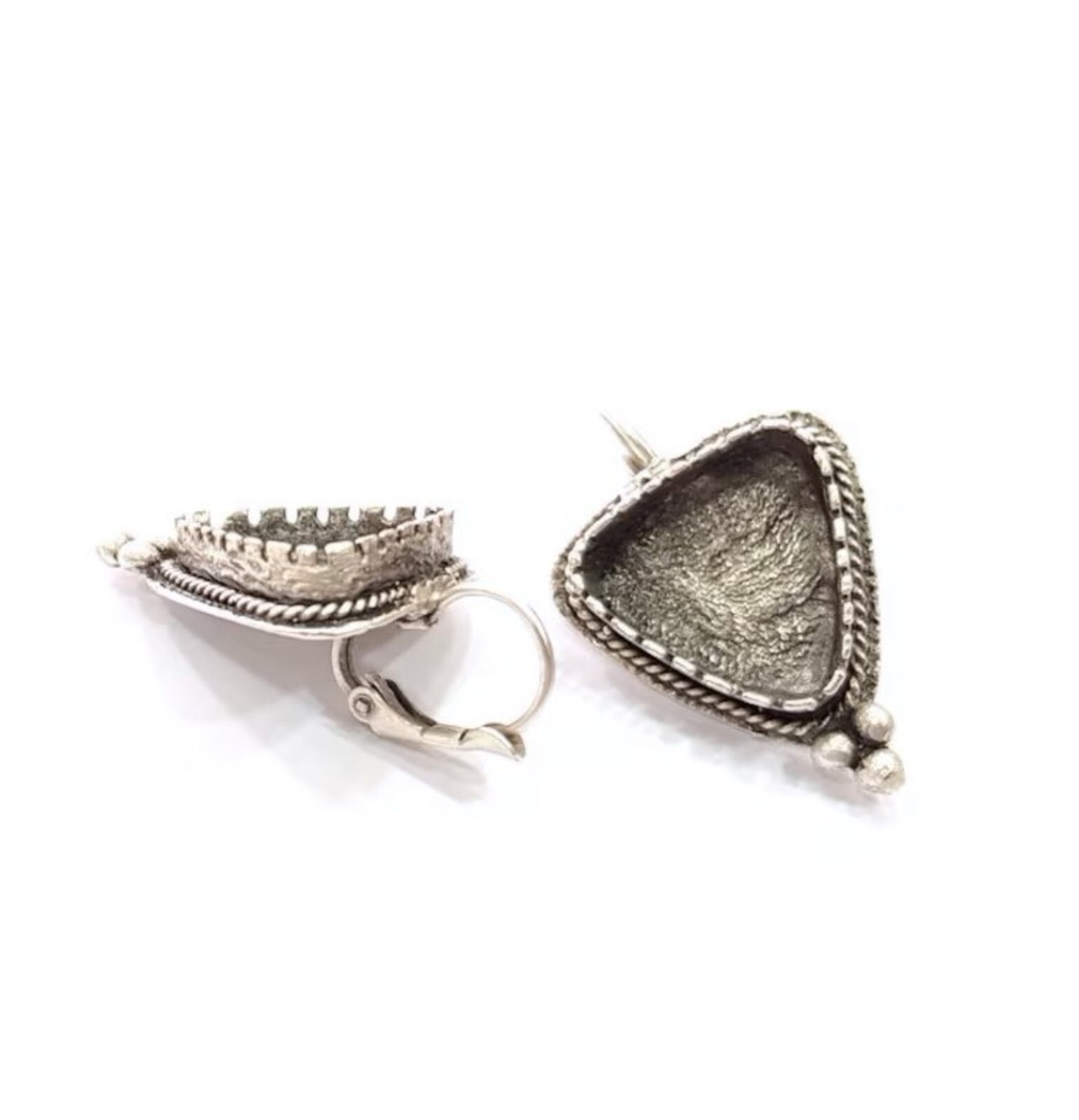 Earring Blank Base Settings Silver Resin Blank Cabochon Base inlay Mountings