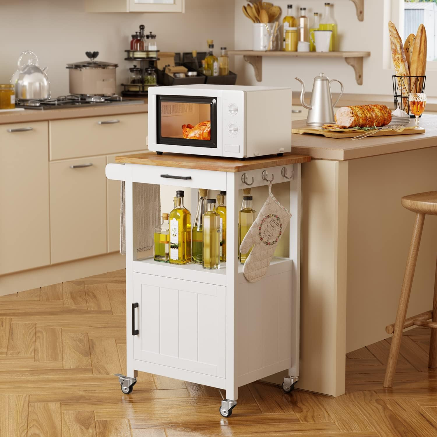 Kitchen Cart with Drawer, Small Kitchen Island on Wheels, Microwave Cart, Small