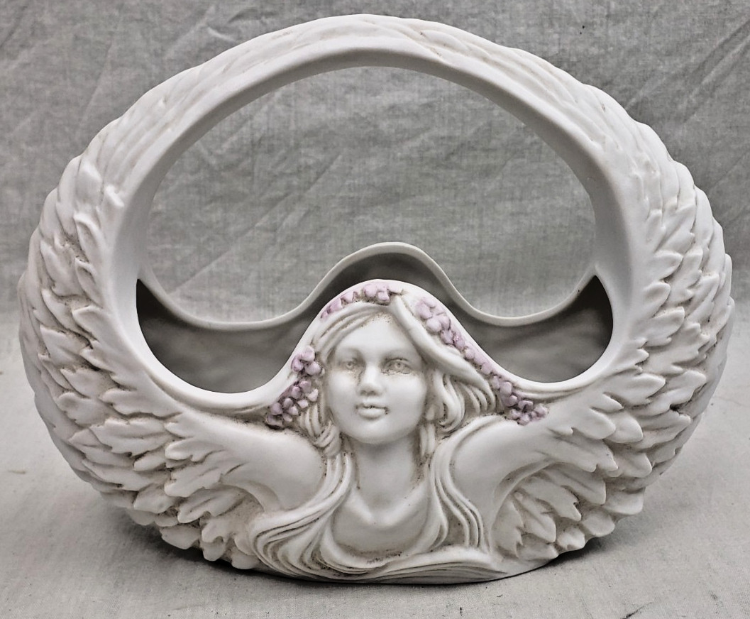 VTG FIRST COST DELIGHTS PORCELAIN DOUBLE-SIDED ANGEL PLANTER ART NOUVEAU