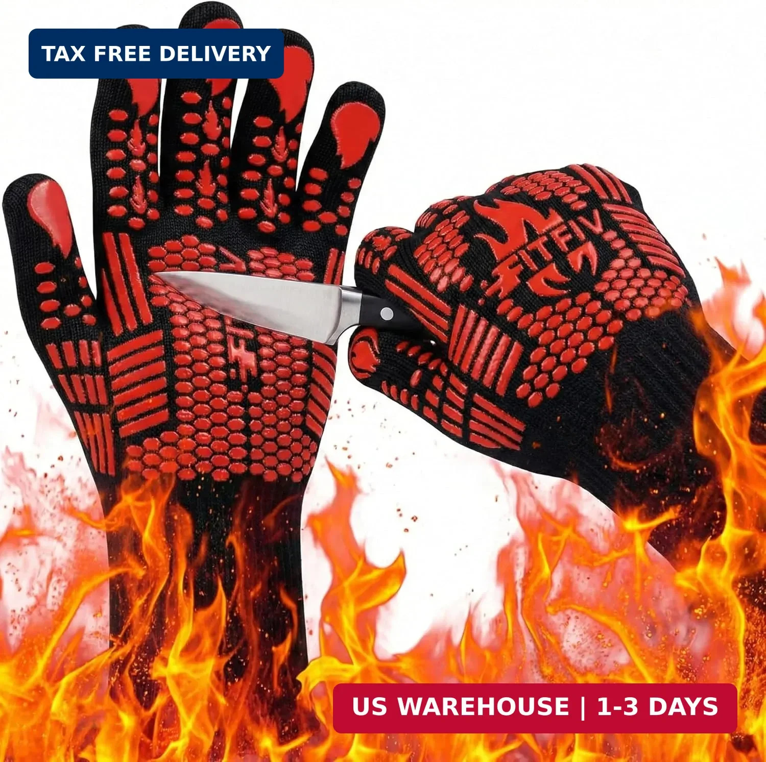 Aramid Heat Gloves for Grilling - Heat Resistant Gloves for Cooking- Grill Mitts