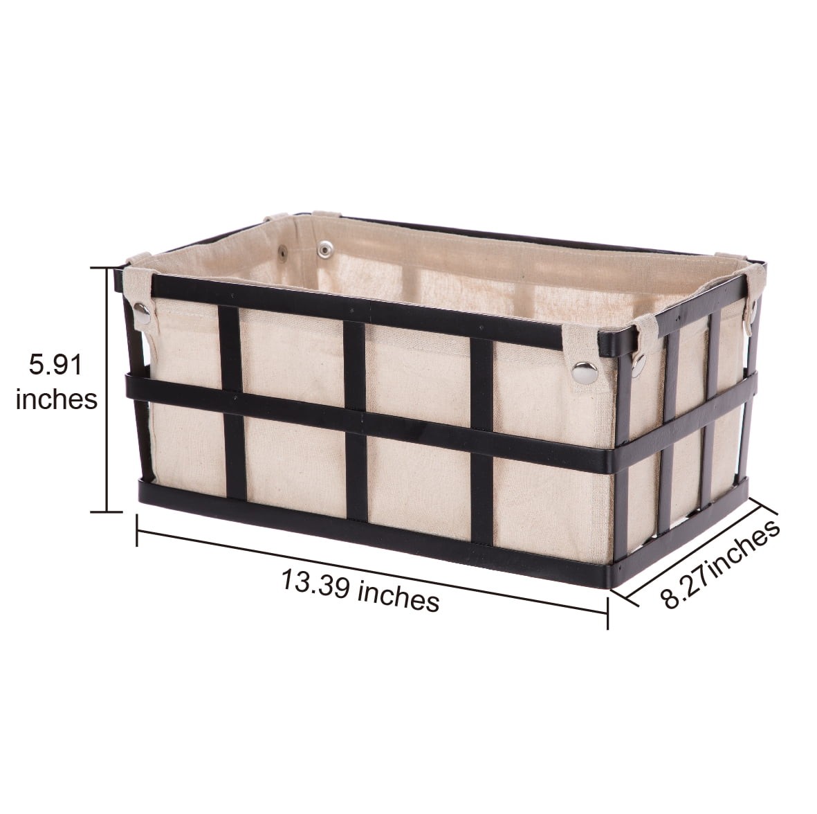 Black Rectangle Metal Storage Basket W/ Removable Liner