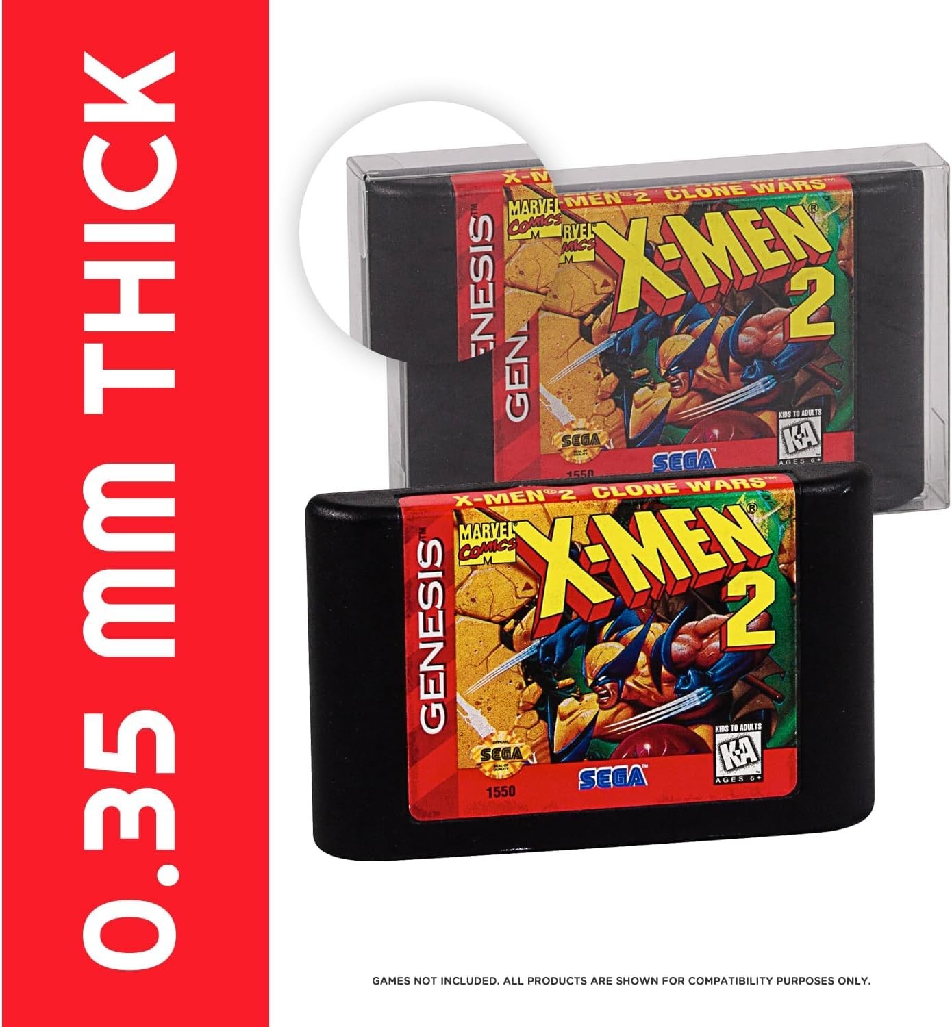 Video Game Case Protector compatible for Sega Genesis Cartridge - Bulk retail...