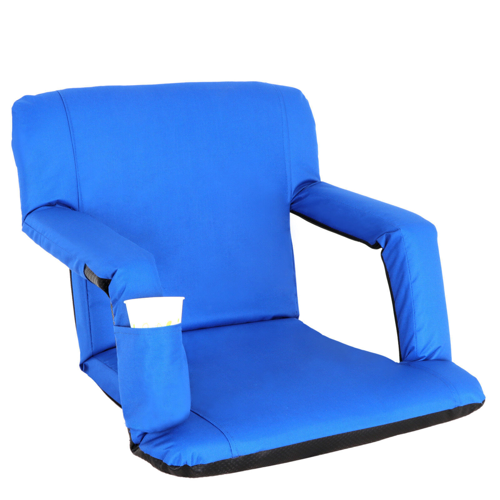 Portable Stadium Seat for Bleachers 6 Reclining Positions w/Padded Cushion Blue