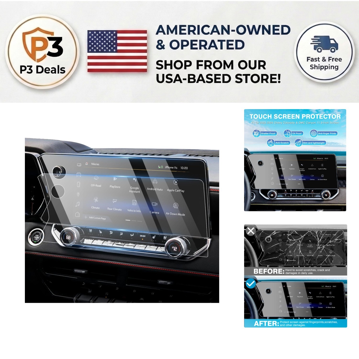 2-Pack Anti-Glare Screen Protectors for 2023-2026 Chevy Colorado & GMC Canyon