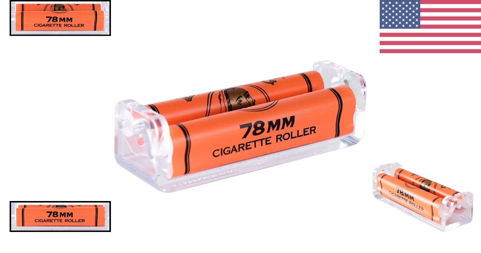 Cigarette Rolling Machine 78mm Compact Lightweight Zig Zag Roller Orange