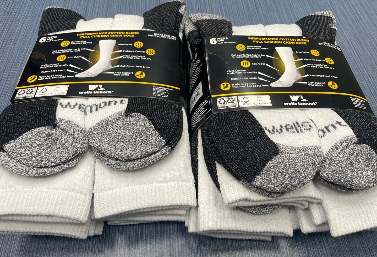 12 Pair x Wells Lamont Mens Size 7-12 Ultimate Work Socks For Steel Toe Boots