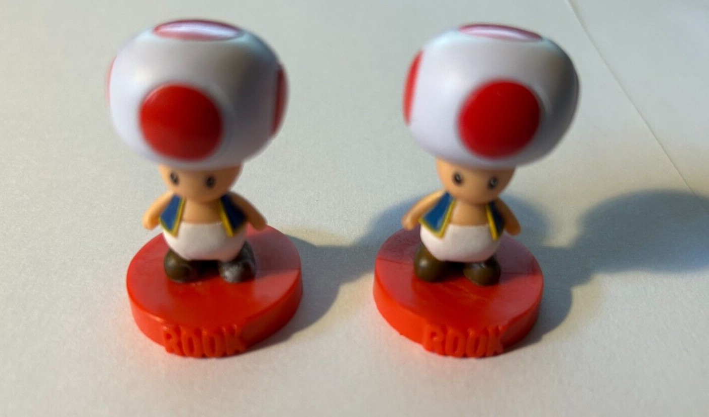 SUPER MARIO CHESS NEW REPLACEMENT 2 PIECE TOAD ROOK PIECES
