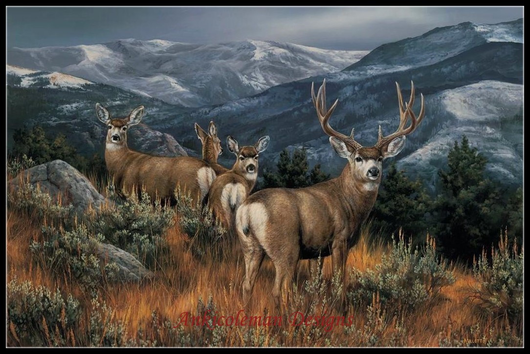 Mule Deer - DIY Chart Counted Cross Stitch Patterns Needlework Embroidery DMC