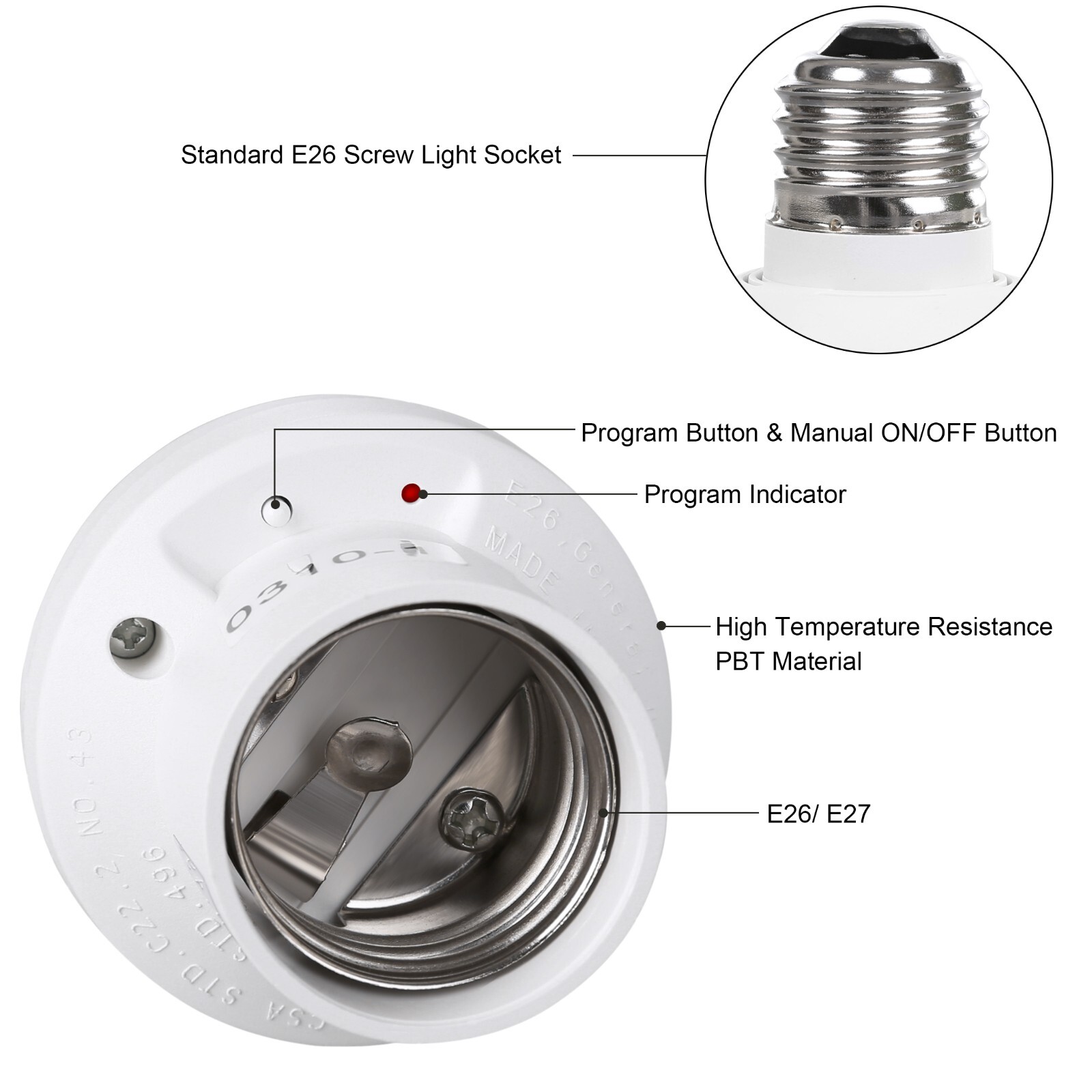 DEWENWILS Wireless Light Switch Kit Lamp Light Bulbs Socket with Switch, Program